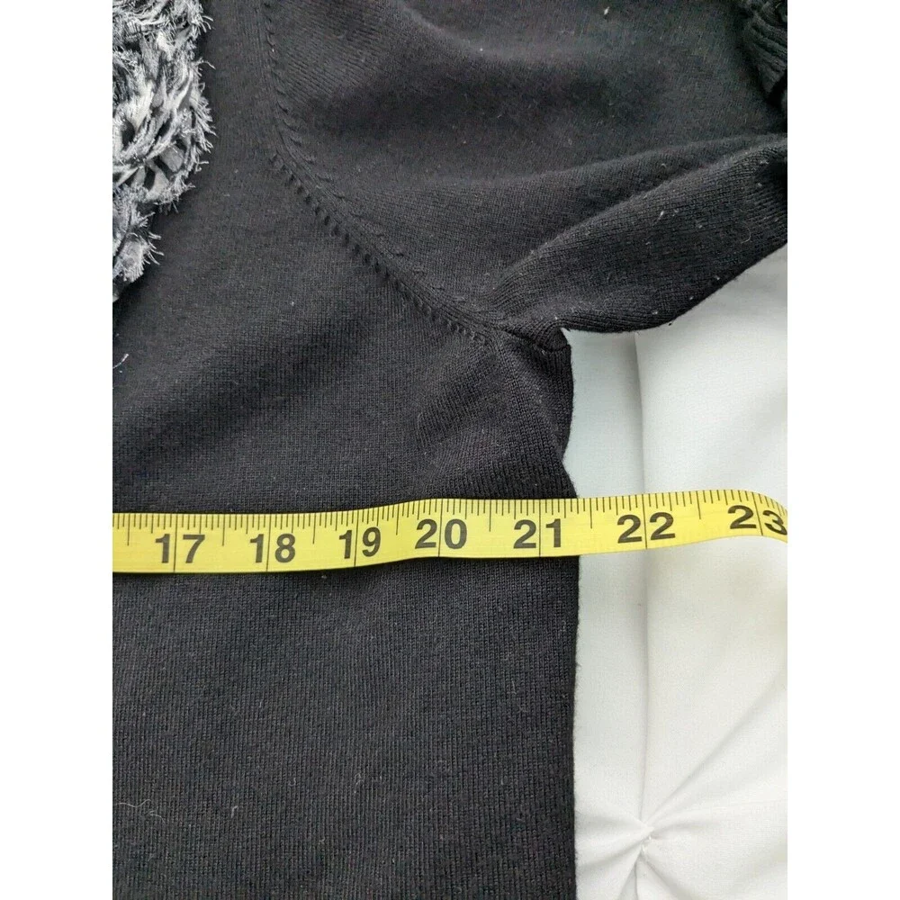 RED Brand Sweater Women's 2X Black V Neck Cardigan 3D Flowers Leopard Chiffon